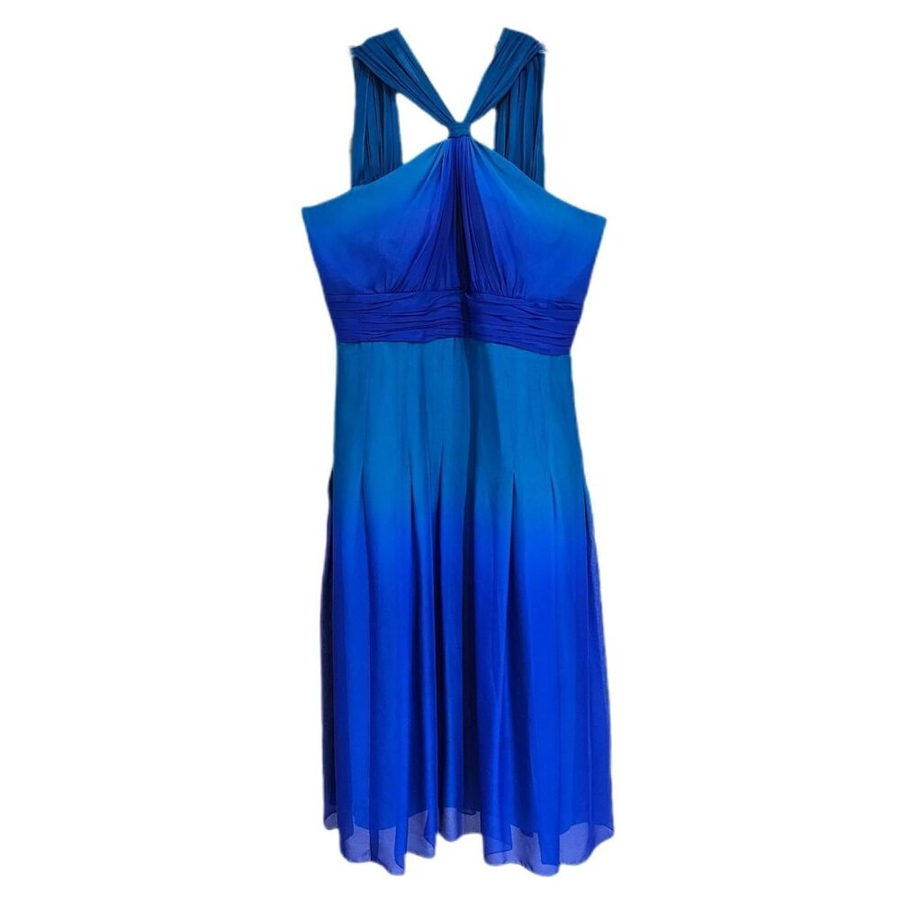 2000s boho mermaidcore blue teal ombre silk dress deadstock